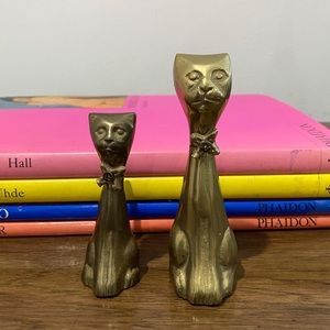 vintage brass fancy cats with bow ties